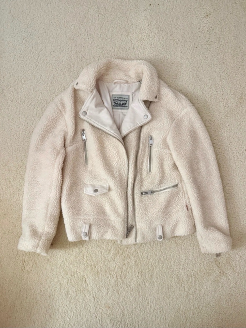 Levi's Off-White Sherpa Moto Jacket - Women